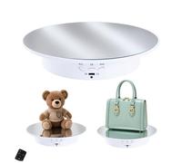 GOHASPW Rotating Display Stand Turntable Stand Black Spinning Stand for Product Shows with Telecontroller,7.87inch /17.6lbs Max Load,White Round