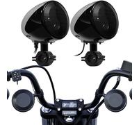 GoHawk AN4 Gen.2 All-in-One Built-in Amplifier 4" Full Range Waterproof Bluetooth Motorcycle Stereo Speakers Audio Amp System w/AUX for 7/8 to 1-1/4 Bar Harley ATV RZR UTV 4 Wheeler (AN4 Black)