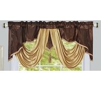 GOHD Golden Ocean Home Decor Valarie Fancy Window Valance. 54 x 18 inches. Taffeta Fabric with Soft Satin Swag. Add Some Royal luxruy Accent to Your Home. (Brown)