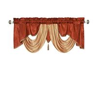 GOHD Golden Ocean Home Decor Valarie Fancy Window Valance. 54 x 18 inches. Taffeta Fabric with Soft Satin Swag. Add Some Royal luxruy Accent to Your Home. (Rust)