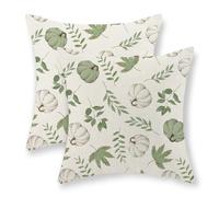 Gohdiwh Fall Pillow Covers 18x18 Set of 2 Sage Green Pumpkin Maple Leaf Fall Decor Pillowcase Autumn Thanksgiving Decorations Outdoor Throw Pillow Covers Linen Farmhouse Cushion Case for Couch Home