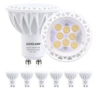 GOHDLAMP GU10 LED Bulbs 2 Pin Spot Light Bulb 4000K Daylight White, GU10 LED Bulb Replacement Recessed Track Lighting, 50W Halogen Equivalent, 5W 450LM 38° Beam Dimmable, Pack of 6