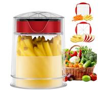 GOHHME Chip Cutter, Stainless Steel Potato Chipper Fast Cutting with 2 Cutters, Safe French Fry and Fruit Wedger Cutter Box for Cucumber, Carrot, Salad Vegetable Chopper with Cleaning Brush