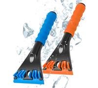 GOHHME Ice Scraper for Car Windscreen 2 PCS No Scratch Dual-Edge Functionality Ergonomic Design Durable Construction Compact and Portable Car Ice Scraper For Ice Scraping in Winter Blue & Orange
