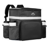GoHimal Food Delivery Backpack, insulated delivery bags for Delivery Bike, Large Pizza Delivery Bag for HOT/COLD with 4 Pockets Reflective Strip for Uber Eat,Camping & Beach (Black)