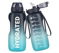 Gohippos Water Bottle, 500ML/800ML/1000ML/2L Sports Water Bottle with Straw and Time Markings, Motivational Drinks Bottle to Stay Hydrated, Tritan, BPA Free, Leakproof, for Gym School Office(1 Bottle)