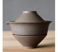 Gohobi Handmade Ceramic Gaiwan Travel Tea Set - Portable Gongfu Teapot & Cup Set - Japanese-Chinese Style On-The-Go Tea Gift Set (3 Colours) (Blue)