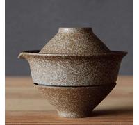 Gohobi Handmade Ceramic Gaiwan Travel Tea Set - Portable Gongfu Teapot & Cup Set - Japanese-Chinese Style On-The-Go Tea Gift Set (3 Colours) (White/Brown)