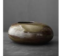 Gohobi Handmade Ikebana Round Vase - Japanese Vintage Style - Zen Home Décor (Green/Chaocolate)