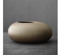 Gohobi Handmade Ikebana Round Vase - Japanese Vintage Style - Zen Home Décor (Grey/Brown)