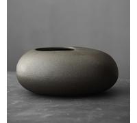 Gohobi Handmade Ikebana Round Vase - Japanese Vintage Style - Zen Home Décor (Matt Black)