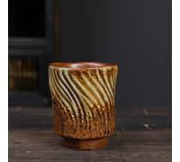 Gohobi Handmade Japanese Style Colourful Tea Cup - Hand-Painted Ceramic Stoneware for Green Tea, Coffee or Sake - Artisan Homeware Gift (White/Brown)