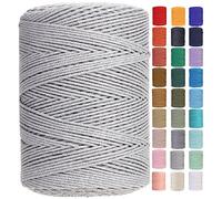 GOHOF 3mm x 450m Premium Cotton Macrame Rope, 4 Strand Twisted Soft Cotton Cord, Perfect for Macrame Art, Light Grey