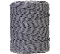 GOHOF 4mm x 300m Premium Cotton Macrame Rope, 4 Strand Twisted Soft Cotton Cord, Perfect for Macrame Art, Dark Grey