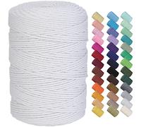 GOHOF Cotton Macrame Cord 3mm 300m Natural Colored Macrame Supplies, Soft Craft Cotton Rope for Plant Hanger Wall Hanger Dreamcatcher (White)