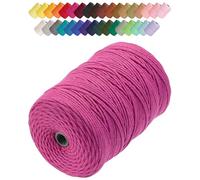 GOHOF Cotton Macrame Cord 3mm 328yards Natural Colored Macrame Supplies, Soft Craft Cotton Rope for Plant Hanger Wall Hanger Dreamcatcher (Rose Red)