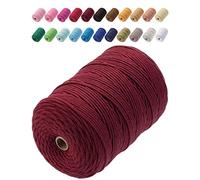 GOHOF Cotton Macrame Cord 3mm x 200m Natural Colored Macrame Supplies, Soft Craft Cotton Rope for Plant Hanger Wall Hanger Dreamcatcher (Wine Red)