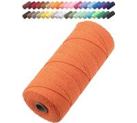 GOHOF Macrame Cord 2mm x 205m Premium Cotton Macrame Rope, 3 Strand Twisted Soft Cotton Cord, One of The Most Perfect Materials for Macrame Art, Cotton String Without Chemicals (Mustard)
