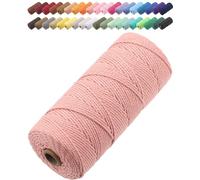 GOHOF Macrame Cord 2mm x 205m Premium Cotton Macrame Rope, 3 Strand Twisted Soft Cotton Cord, One of The Most Perfect Materials for Macrame Art, Cotton String Without Chemicals (Brick Pink)