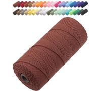 GOHOF Macrame Cord 2mm x 205m Premium Cotton Macrame Rope, 3 Strand Twisted Soft Cotton Cord, One of The Most Perfect Materials for Macrame Art, Cotton String Without Chemicals (Rust Red)