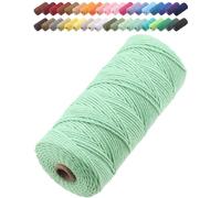 GOHOF Macrame Cord 2mm x 205m Premium Cotton Macrame Rope, 3 Strand Twisted Soft Cotton Cord, One of The Most Perfect Materials for Macrame Art, Cotton String Without Chemicals (Aqua Green)