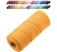 GOHOF Macrame Cord 2mm x 205m Premium Cotton Macrame Rope, 3 Strand Twisted Soft Cotton Cord, One of The Most Perfect Materials for Macrame Art, Cotton String Without Chemicals (Orange)