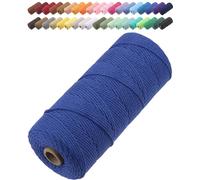 GOHOF Macrame Cord 2mm x 205m Premium Cotton Macrame Rope, 3 Strand Twisted Soft Cotton Cord, One of The Most Perfect Materials for Macrame Art, Cotton String Without Chemicals (Dark Blue)
