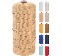 GOHOF Macrame Cord 3mm x 100m Premium Cotton Macrame Rope, 4 Strand Twisted Soft Cotton Cord, One of The Most Perfect Materials for Macrame Art, Cotton String Without Chemicals (Latte)