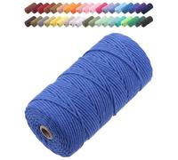 GOHOF Macrame Cord 3mm x 150m Premium Cotton Macrame Rope, 4 Strand Twisted Soft Cotton Cord, One of The Most Perfect Materials for Macrame Art, Cotton String Without Chemicals (Dark Blue)
