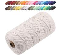 GOHOF Macrame Cord 3mm x 150m Premium Cotton Macrame Rope, 4 Strand Twisted Soft Cotton Cord, One of The Most Perfect Materials for Macrame Art, Cotton String Without Chemicals (Beige)