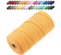 GOHOF Macrame Cord 3mm x 150m Premium Cotton Macrame Rope, 4 Strand Twisted Soft Cotton Cord, One of The Most Perfect Materials for Macrame Art, Cotton String Without Chemicals (Orange)