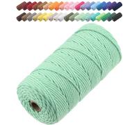 GOHOF Macrame Cord 3mm x 150m Premium Cotton Macrame Rope, 4 Strand Twisted Soft Cotton Cord, One of The Most Perfect Materials for Macrame Art, Cotton String Without Chemicals (Aqua Green)