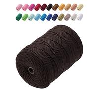 GOHOF Macrame Cord, 3mm x 200m Premium Cotton, 4 Strand Twisted, Dark Brown
