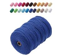 GOHOF Macrame Cord 3mm x 200m Premium Cotton Macrame Rope, 4 Strand Twisted Soft Cotton Cord, One of The Most Perfect Materials for Macrame Art, Cotton String Without Chemicals (Dark Blue)