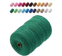 GOHOF Macrame Cord 3mm x 200m Premium Cotton Macrame Rope, 4 Strand Twisted Soft Cotton Cord, One of The Most Perfect Materials for Macrame Art, Cotton String Without Chemicals (Dark Green)