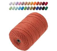 GOHOF Macrame Cord 3mm x 200m Premium Cotton Macrame Rope, 4 Strand Twisted Soft Cotton Cord, Perfect for Macrame Art, Reddish Brown
