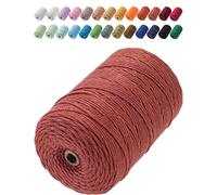 GOHOF Macrame Cord 3mm x 200m Premium Cotton Macrame Rope, 4 Strand Twisted Soft Cotton Cord, Rust Red