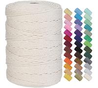 GOHOF Macrame Cord 3mm x 300m Premium Cotton Macrame Rope, 4 Strand Twisted Soft Cotton Cord, One of The Most Perfect Materials for Macrame Art, Cotton String Without Chemicals (Beige)