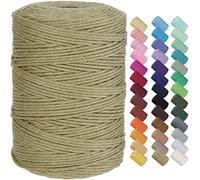 GOHOF Macrame Cord 3mm x 300m Premium Cotton Macrame Rope, 4 Strand Twisted Soft Cotton Cord, One of The Most Perfect Materials for Macrame Art, Cotton String Without Chemicals (Dark Khaki)