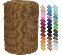 GOHOF Macrame Cord 3mm x 300m Premium Cotton Macrame Rope, 4 Strand Twisted Soft Cotton Cord, Perfect for Macrame Art, Caramel Colour