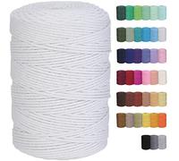 GOHOF Macrame Cord 3mm x 328yards Natural Cotton Rope Colored Rope Soft Cotton Cord for Plant Hanger Wall Hanger Dreamcatcher (White)