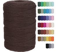 GOHOF Macrame Cord 3mm x 328yards Natural Cotton Rope - Colored Soft Cord for Plant Hanger, Wall Hanger, Dreamcatcher Craft Supplies (Dark Brown)