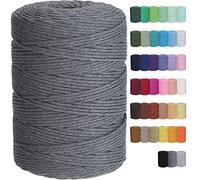 GOHOF Macrame Cord 3mm x 328yards Natural Cotton Rope - Soft Colored Cord for Plant Hanger, Wall Hanger, Dreamcatcher Craft Supplies (Dark Grey)