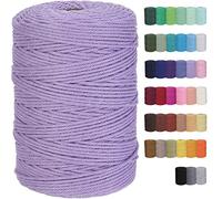 GOHOF Macrame Cord 3mm x 328yards Natural Cotton Rope - Soft Colored Cord for Plant Hanger, Wall Hanger, Dreamcatcher Craft Supplies (Light Purple)