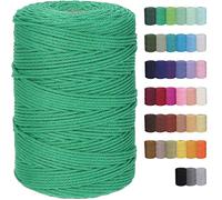 GOHOF Macrame Cord 3mm x 328yards Natural Cotton Rope - Soft Colored Macrame Supplies for Plant Hanger, Wall Hanger, Dreamcatcher (Dark Green)