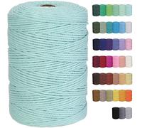 GOHOF Macrame Cord 3mm x 328yards Natural Macrame Cotton Rope Colored Macrame Rope Soft Cotton Cord Macrame Supplies Craft Rope Macrame Yarn for Plant Hanger Wall Hanger Dreamcatcher (Cyan)