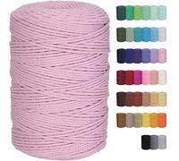GOHOF Macrame Cord 3mm x 328yards Natural Macrame Cotton Rope Colored Macrame Rope Soft Cotton Cord Macrame Supplies Craft Rope Macrame Yarn for Plant Hanger Wall Hanger Dreamcatcher (Light Pink)