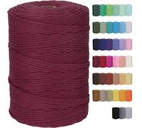 GOHOF Macrame Cord 3mm x 328yards Natural Macrame Cotton Rope Colored Macrame Rope Soft Cotton Cord Macrame Supplies Craft Rope Macrame Yarn for Plant Hanger Wall Hanger Dreamcatcher (Wine Red)