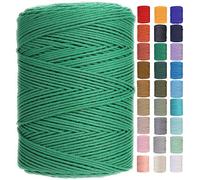 GOHOF Macrame Cord 3mm x 450m Premium Cotton Macrame Rope, 4 Strand Twisted Soft Cotton Cord, One of The Most Perfect Materials for Macrame Art, Cotton String Without Chemicals (Dark Green)