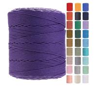 GOHOF Macrame Cord 3mm x 450m Premium Cotton Macrame Rope, 4 Strand Twisted Soft Cotton Cord, One of The Most Perfect Materials for Macrame Art, Cotton String Without Chemicals(Purple)